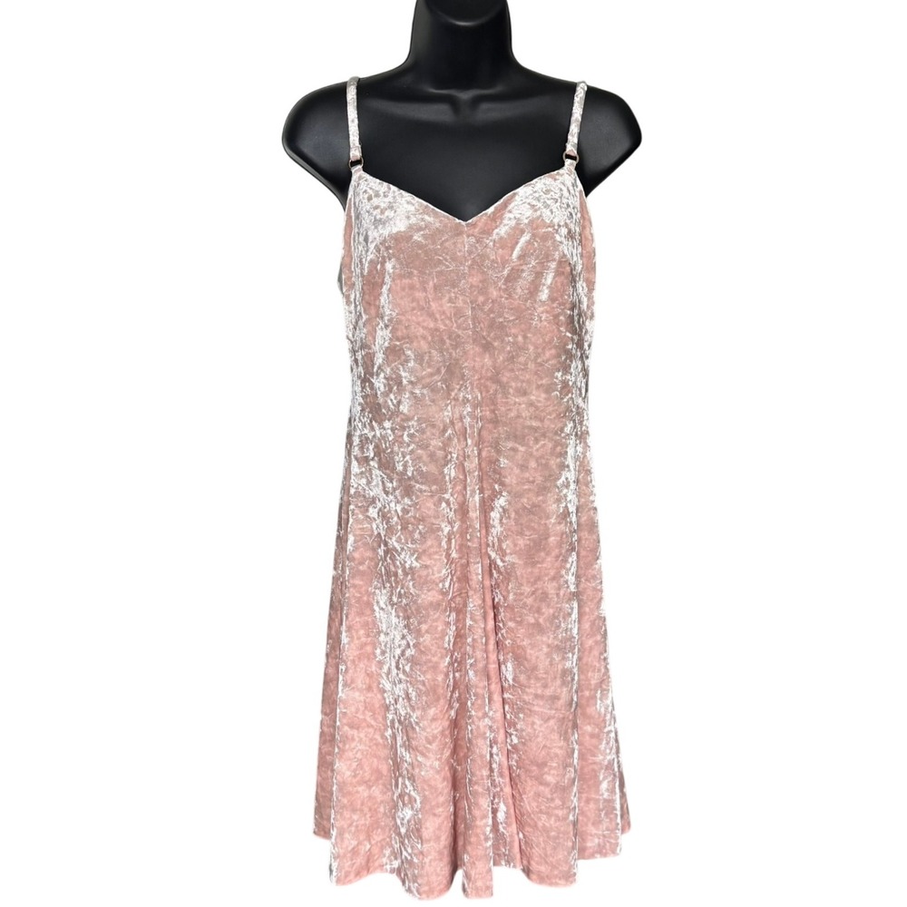 Calvin Klein Crushed Velvet‎ Mini Slip Dress Sz 8 Pink Soft Girl Coquette Preppy